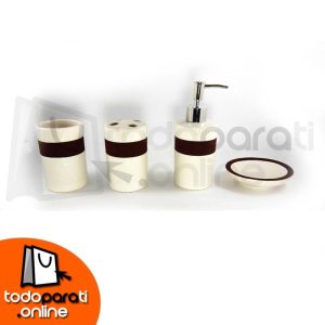 Bano68 Set de Baño 4 Piezas Marrón