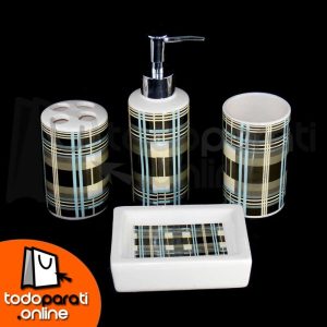 baño16 Set de Baño 4 piezas Cuadros Negros