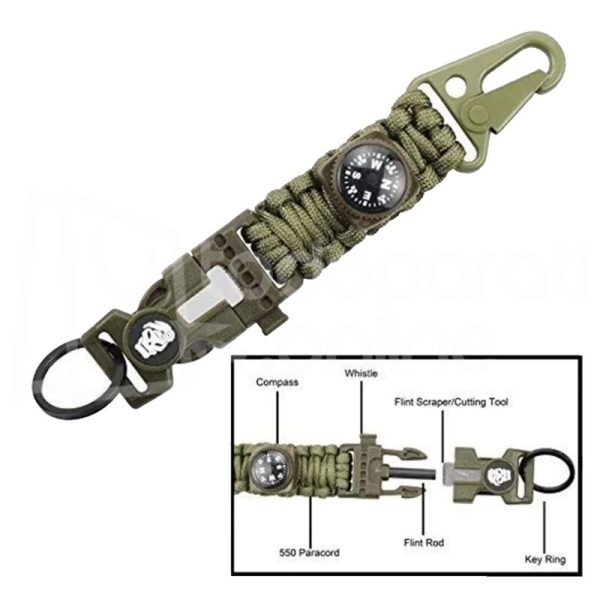 LLAVERO TACTICO PARACORD 550 LB CON BRUJULA Llavero Táctico PARACORD 550 LB Con Brújula